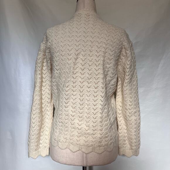 Vitg 80s Pointelle Knit Cardigan Women Sz S Cottagecore Coquette Wintuk Scallop - Picture 5 of 10